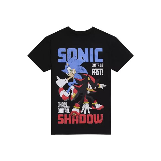 Nueva tendencia de moda, camiseta de manga corta con cuello redondo para mujer, camiseta con eslogan Sonic Shadow Duo, camiseta negra Retro Trend Street Y2K