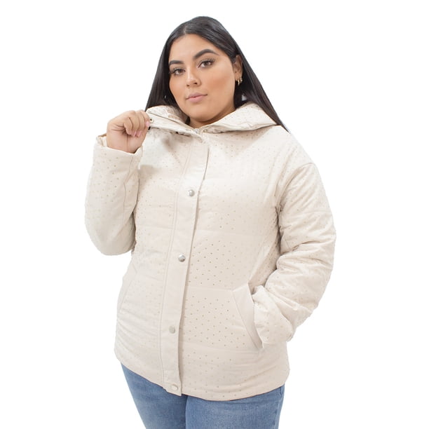 Chamarra Talla Extra Aplicación de Piedras Locura Ndfr027