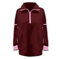 thumbnail image 4 of Yuanlong Womens Sweatshirts Color Block Half-Zip Side Stripes Sweatshirt Oversized Pullover Casual Daily Wear Cozy Tops, 4 of 4