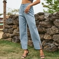 thumbnail image 5 of Women Water Split Temperament Mid Waist Casual Comfort Fashion Personality Long Trousers Jeans on Pants Denim Pants Jean Pants for Women Party Previously Viewed plus Size on Pants Jean Overalls for, 5 of 7