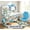 Blue C, variant on Sioweci Kids Functional Desk and Chair Set, Height Adjustable Children School Study Table Chair Set with Cartoon Pattern, Ergonomic Desk Chair with Large Writing Board, Bookshelf