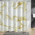 thumbnail image 2 of Marble Shower Curtain, Abstract Modern White and Gold Marble Shower Curtain Set for Bathroom Ink Texture Waterproof Polyester Fabric Bathroom Decor with Hooks, 72x84 Inch, 2 of 6