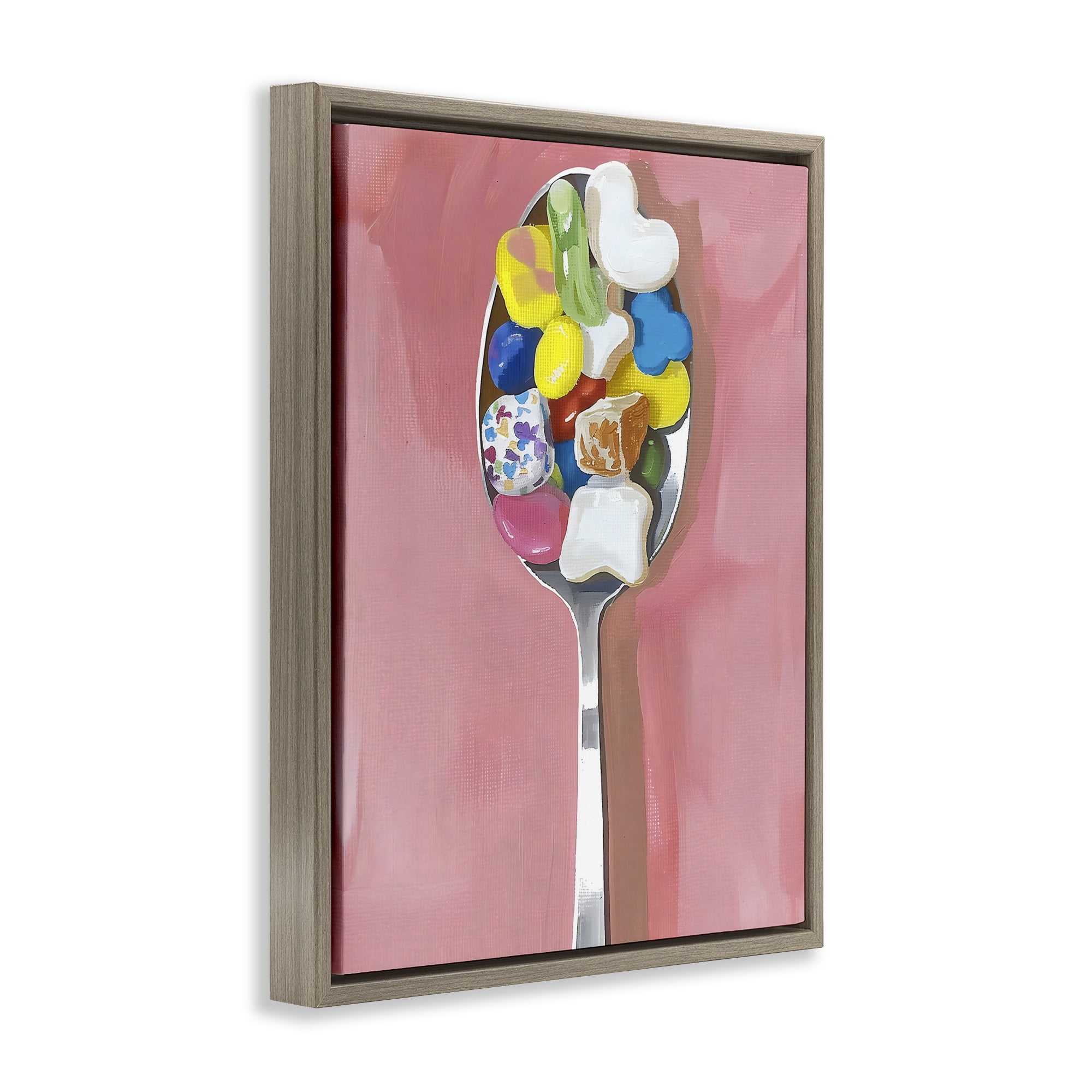 Stupell Industries Nostalgic Fun Breakfast Spoon Brown Framed Floater Canvas Wall Art, design by The Prints Vibe