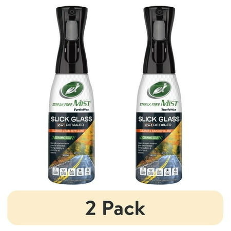 (2 pack) Turtle Wax 53844 Slick Glass 2 in 1 Detailer Streak Free Mist, 20 oz