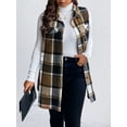 thumbnail image 2 of Cuteduck Womens Plus Size Sleeveless Plaid Vest Wool Blazer Jackets Cardigan Outerwear Fall Winter Tops 1X-4X, 2 of 6