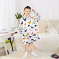 thumbnail image 6 of FORMRS Wearable Blanket Hoodie with Sleeves for Kids Cozy Flannel Sweatshirt, White Minimalist Triangles, 6 of 7