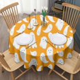 thumbnail image 3 of Orange Halloween Ghosts Round Tablecloth 60"x60",Wrinkle Wipeable Table Cloth for Kitchen Dining Room Picnic Patio Party, 3 of 6