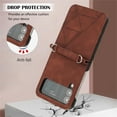 thumbnail image 5 of SaniMore for Samsung Galaxy Z Flip 4 Case, Ultra-Thin PU Leather & Rugged PC Folding Cover Built-in Kickstand & Holder Anti-Scratch Heavy Duty Full Body Protective Shell for Samsung Z Flip 4, Brown, 5 of 6