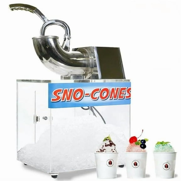 WYZworks 10 Gallon Stainless Steel 440 lbs/hr Electric Ice Shaver Machine with Dual Blades 250W Ice Crusher Snow Cone Maker Machines w Acrylic Box for Home, Restaurants, Bars, Party