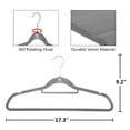 thumbnail image 4 of Closet Accessories, Velvet hangers, non-slip ultra slim space saving hanger, with notches, tie bar, and swivel hooks, 30 pack, with bonus 20 matching velvet finger clips. (Grey [Charcoal])), 4 of 7