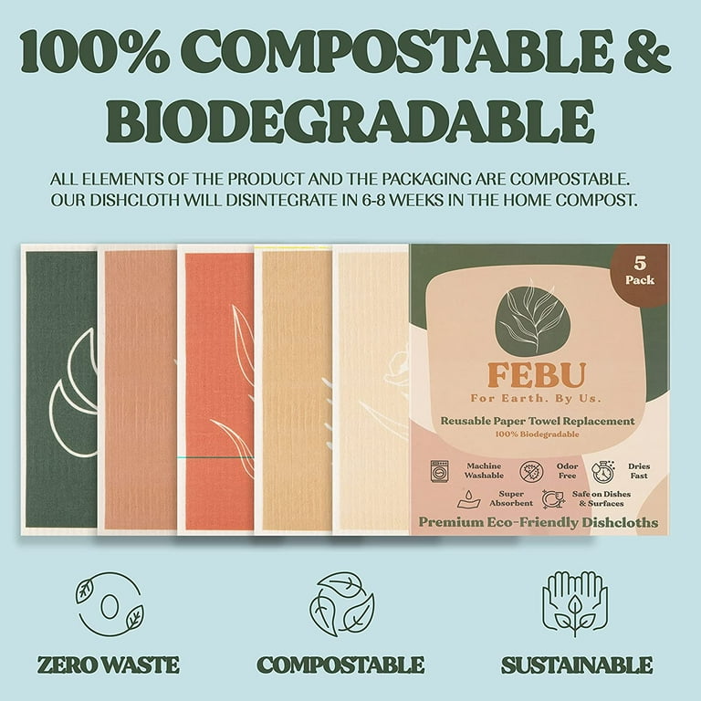 Eco Friendly Dishcloth Set Plastic Free Zero Waste Reusable Sponge