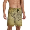thumbnail image 2 of Pofeuu Vintage World Map Print Men's Soft Woven Elastic Waistband Sleep Pajama Short-3X-Large, 2 of 6