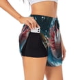 thumbnail image 1 of Balery Bubbles Axolotl Fantasy Pantalones cortos deportivos para mujer con forro y dos bolsillos, elásticos, para entrenamiento, gimnasio, yoga-Large, 1 of 7