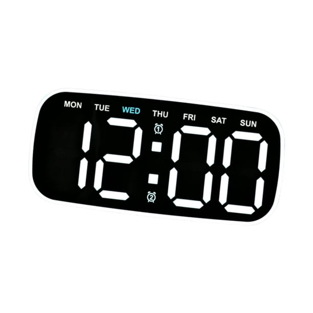 Reloj despertador digital de sobremesa con dos configuraciones de alarma, visualización de fecha y día de la semana, reloj de mesa LED. Negro