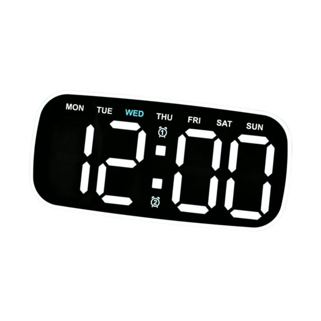 Reloj despertador digital, reloj de mesa con indicador de temperatura, calendario y brillo. Negro