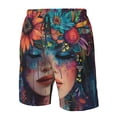 thumbnail image 4 of Rocae Bohemian Colorful Flower Woman for Men's Beach Shorts Casual Elastic Waist Drawstring Summer Beach Shorts,S-3XL-Large, 4 of 6