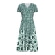thumbnail image 5 of ICHUANYI Clearance Women's Summer Flower Printing Short Sleeve V Neck Lace Splicing Dresses Fashion Full Skirt Dress(Green, XL) ICHUANYI WER2023080900938, 5 of 6