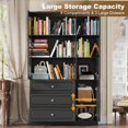 thumbnail image 2 of ChVans 79 Inch Glass Door Bookcase with Storage: 3 Shelves, 3 Drawers, 1 Cabinet – Perfect for Home Office & Living Room., 2 of 9