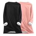 thumbnail image 3 of ATOYSOY Women's 2 Pack Slim Basic Fleece Tops Fashion Casual Fuzzy Shirts Crew Neck Sweatshirts Outwear Warm Solid Color Pullover Long Sleeve Thicken Tees Fall Winter Pink S, 3 of 3