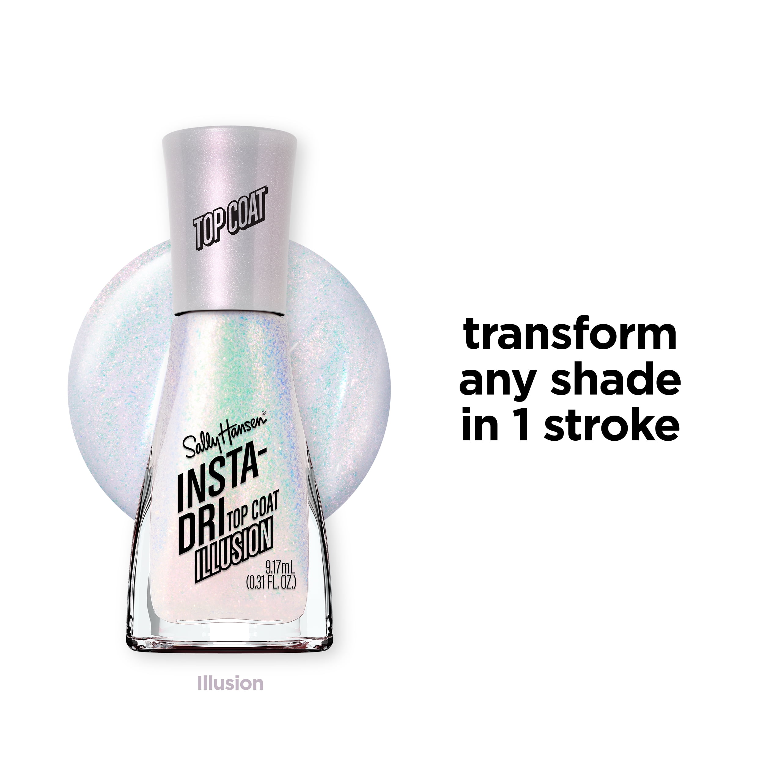 Sally Hansen Insta Dri Nail Polish, Illusion Top Coat, Fast-Drying, 0.31 oz