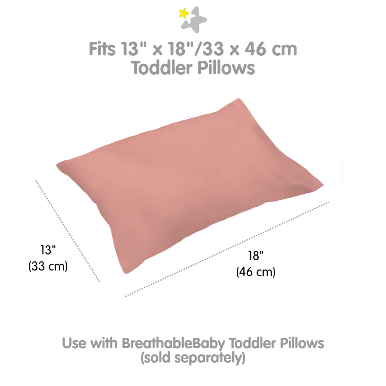 BreathableBaby Cotton Percale Toddler Pillow, 13" x 18"/33 x 46 cm, White (2-Pack)