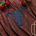 thumbnail image 2 of Panties for Women,Lace Thong Underwear For Women Low Rise T Back G String With Tie Side Straps Hollow Out Design Pure Desire Style Comfortable Breathable Soft Stretchable,Womens Underwear,Blue,S, 2 of 4