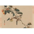 thumbnail image 2 of Matsumura, Keibun 32x23 White Modern Wood Framed Museum Art Print Titled - Bird perched on a branch from a fruit persimmon tree., 1892, 2 of 4