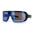 thumbnail image 5 of Locs USA Flag Oversized Wrap Around Gangster Plastic Biker Sunglasses [Matte Black - Blue Mirror], 5 of 7