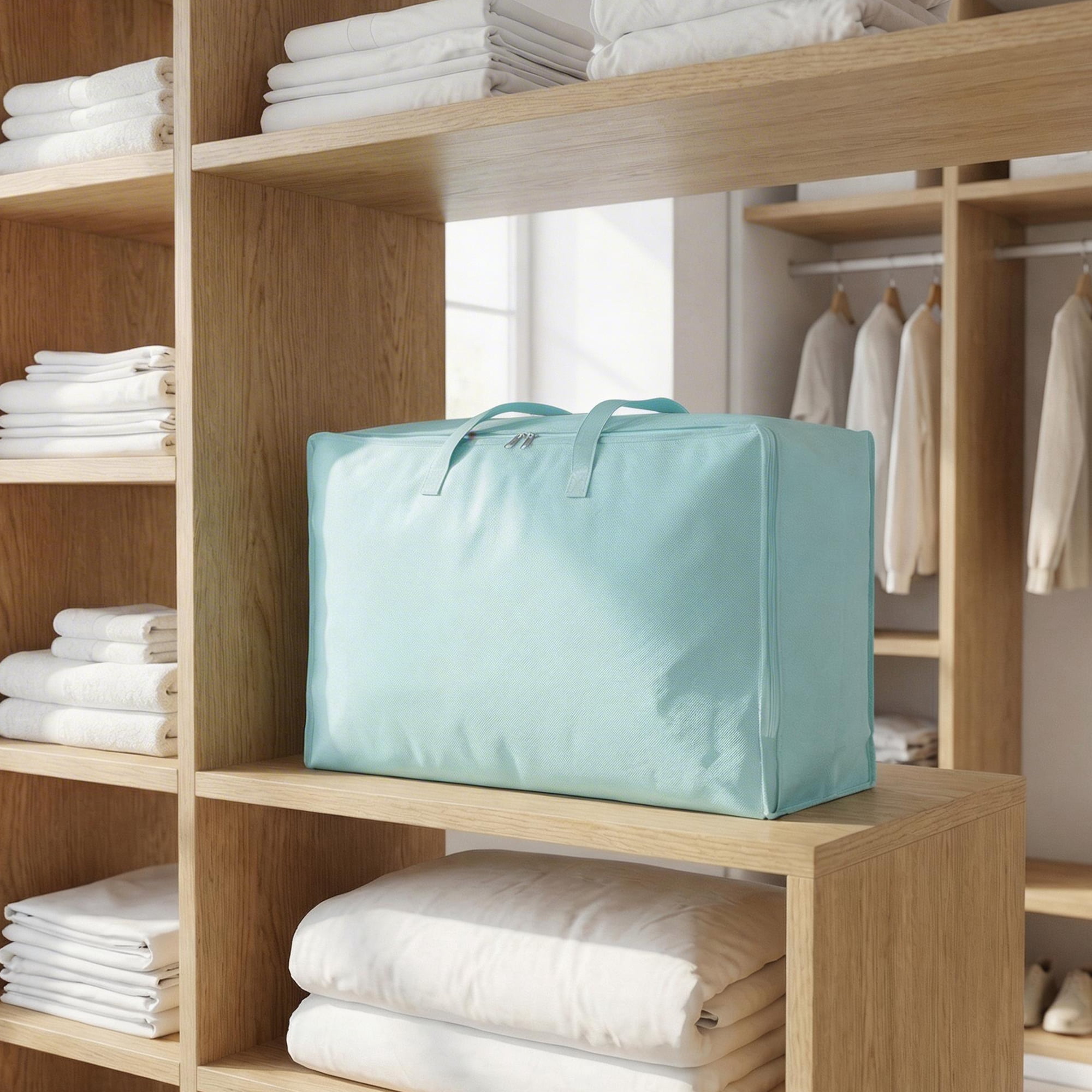 Unique Bargains Clothing Storage Bag Organize Bedroom and Closet Blue 24.8"x16.9"x8.3"