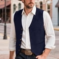 thumbnail image 4 of TOWED22 Men's Suede Leather Vest Casual Cowboy Western Vests Mens Waistcoat(Navy,XXXL), 4 of 9