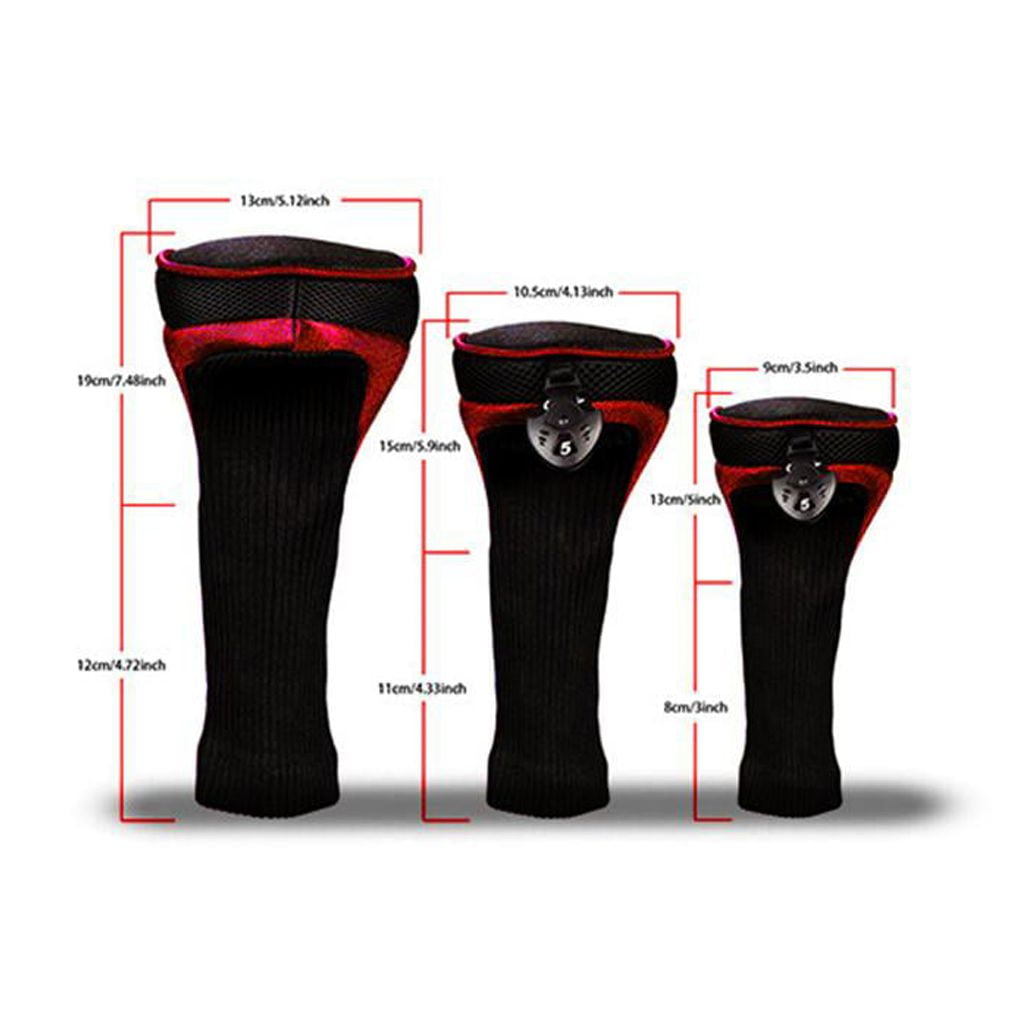harayaa 3Pcs Nylon Golf Club Head Cover Driver Wood Headcover Protector Red White