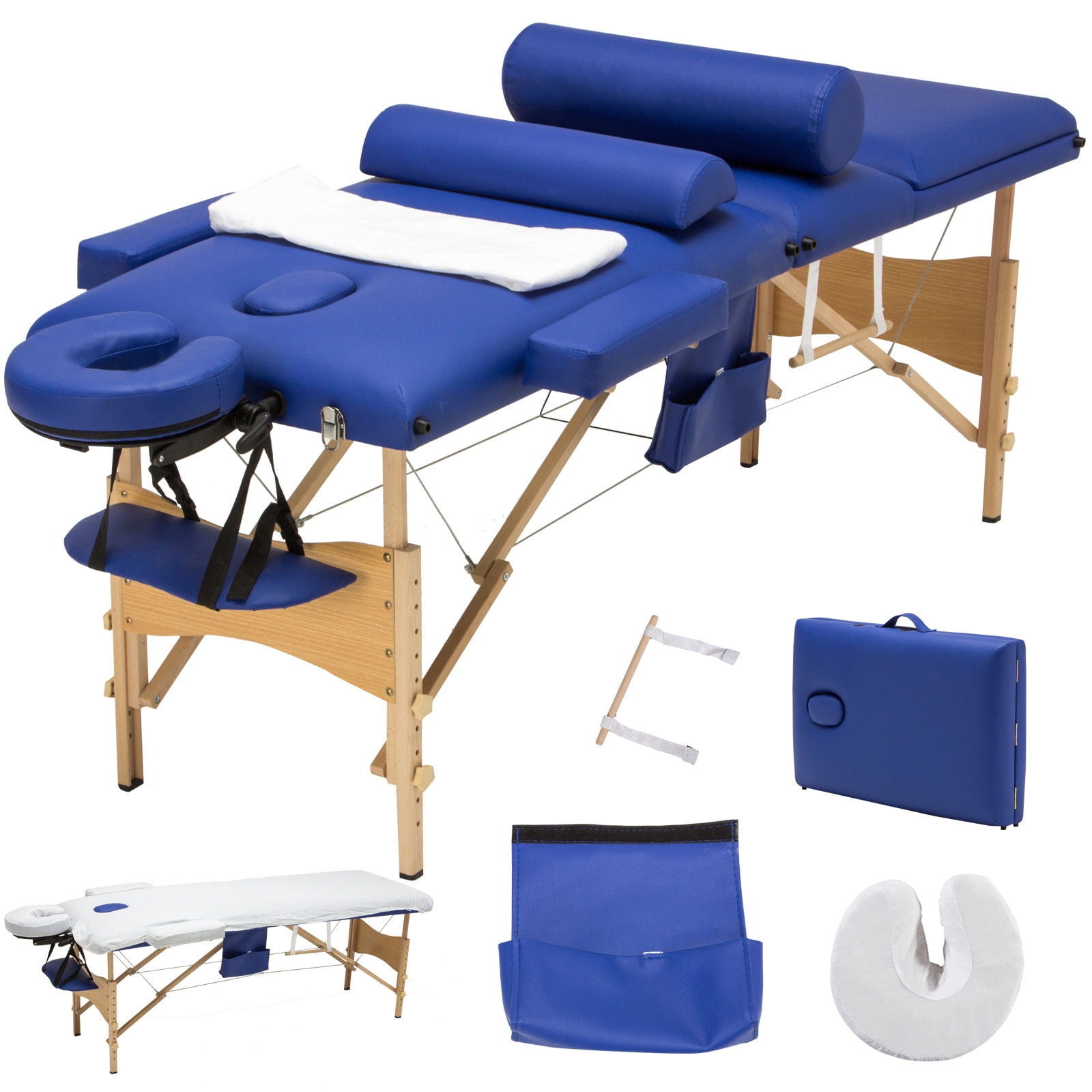 84"L Folding Massage Table Portable 3 Sectopn Deluxe Massage Bed With