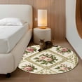 thumbnail image 3 of Boho Pink Floral Round Area Rug 4 FT, Non Slip Indoor Outdoor Rug, Spring Vintage Flower Green Leaf Washable Soft Circular Carpet Non-Shedding Floor Mat for Coffee Table Nursery Foyer Balcony, 3 of 8
