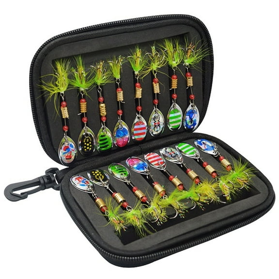 Yokua 16Pcs Trout Fishing Spoons Lures Fishing Spinner Hard Baits with Hook