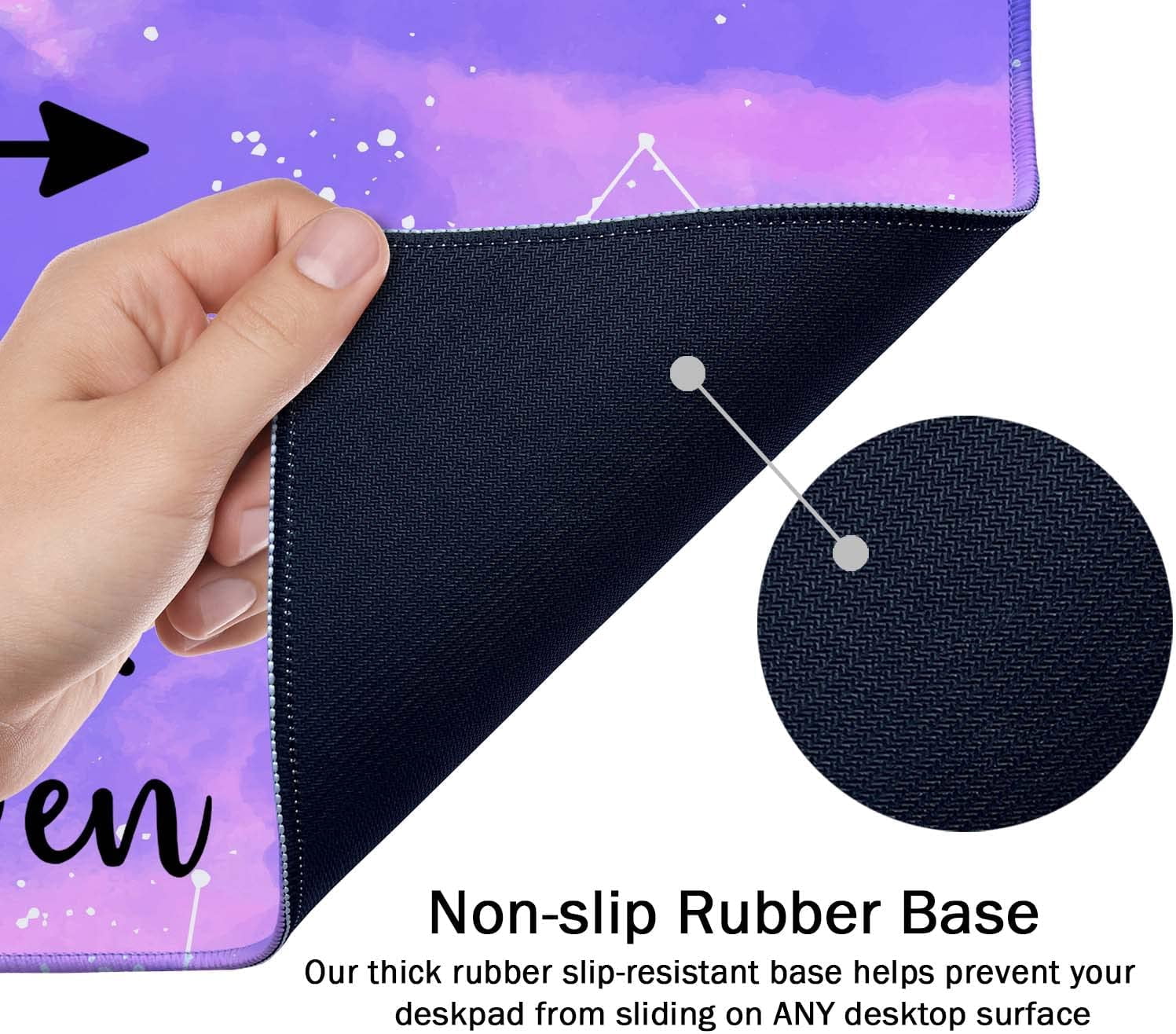 Large Mouse Pad, Full Desk XXL Extended Gaming Mouse Pad 35.5" X 15.7", Stay Positive Work Hard and Make It Happen Inspirational Quotes Mousepad Art Pink Purple Starry Sky Black Quote Desk Mat