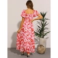 thumbnail image 3 of DARING DIVA Square Neck High Waist Smocked Back Flowy Tiered Maxi Dress XS Pink, 3 of 6