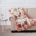 thumbnail image 5 of Benjara Lire 50 x 60" Quilted Throw Blanket with Fill- Windflower Print- Red, 5 of 11