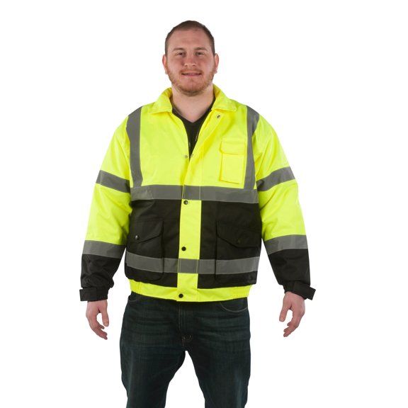 utility pro wear uhv562x-4x-yb high visibility bomber jacket class 3 - 4x, yellow-black btm