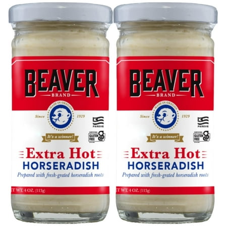 (2 pack) Beaver Extra Hot Horseradish, 4 oz.