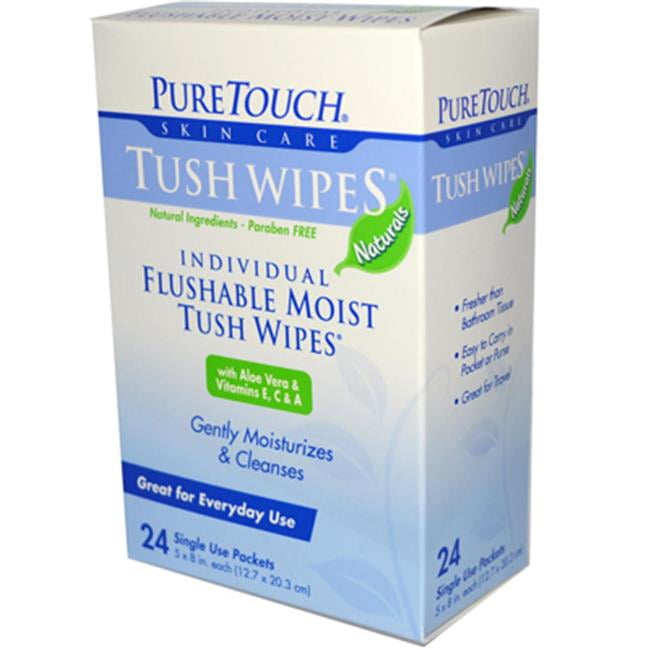 Puretouch Skin Care 0394429 Tush Wipes Flushable - 24 Wipes