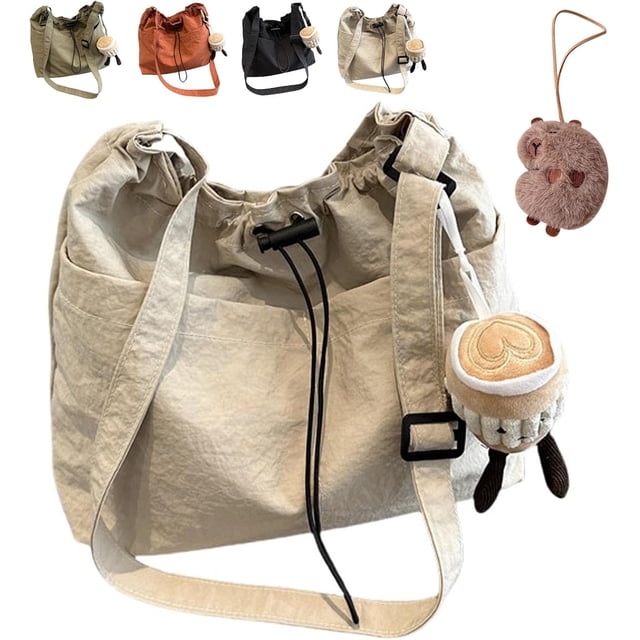 Bolso bandolera ultraligero de gran capacidad e informal con colgante, bolso ultraligero con colgante, bolso bandolera ultraligero e informal