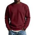 thumbnail image 2 of CQONEPT Mens Waffle Sweater Crewneck Knit Sweaters Casual Textured Sweaters Fall Winter Sports Outdoor Pullover Wine L, 2 of 6