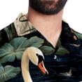 thumbnail image 5 of Swan Men's Short Sleeve Beach Shirts, Casual Printed Button Down, Summer Unisex Spread Collar Tops, 5 of 6