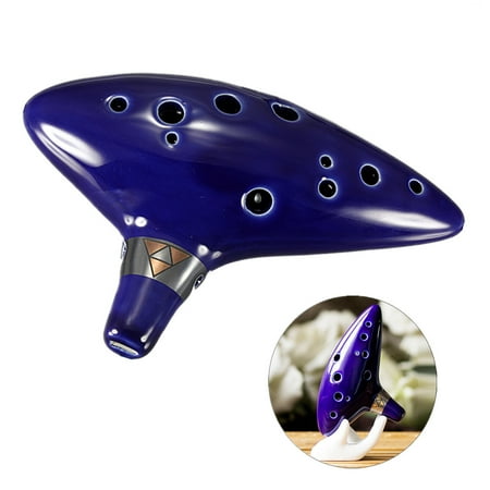 Blue 12 Hole Ocarina Instrument Ceramic Alto C Flute Flute Made of Clay Musical Instrument