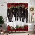thumbnail image 7 of Shower Curtain 72"W x 72"L Christmas Winter Pine Trees Snowflakes Wood Grain Fabric Shower Curtains Set with Hooks Water Repellent Bathroom Curtains Machine Washable Bathroom Accessories, 7 of 7