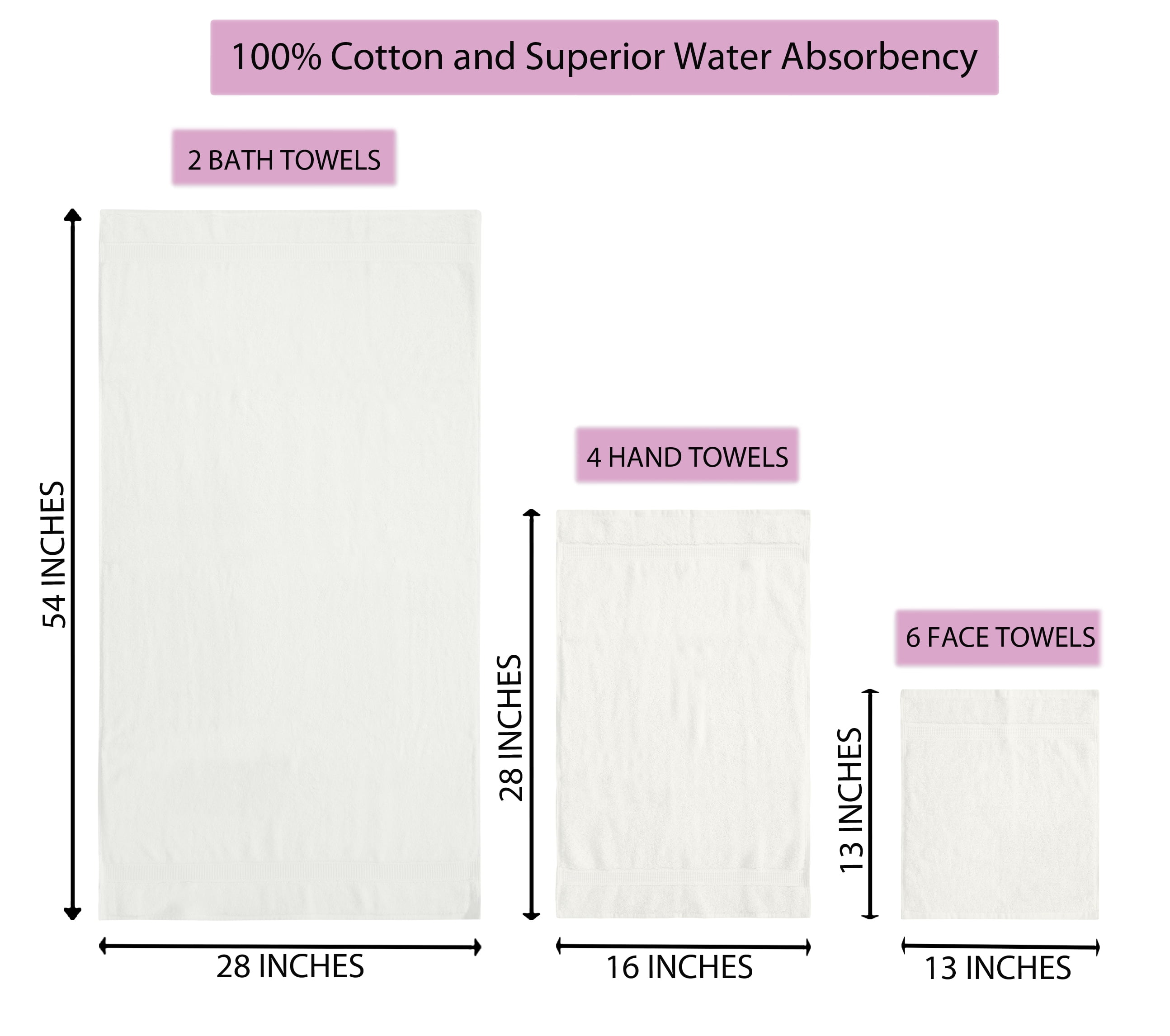 Excel Hometex 100% Luxurious Cotton 600 GSM 6PC Bath Towel Set