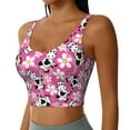 thumbnail image 5 of Sports Bra For Women, Cartoon Cute Cow Flower Pink Sports Bras For Women High Support, Workout Tank Tops Woman With Removable Cups, 5 of 8