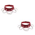 thumbnail image 3 of Guardurnaity Collar ajustable Gargantilla Cadena multicapa Colgante PU Gargantilla de cuero Chica Mujer Punk O Collar Punk Rock Gargantillas rojo 2Conjunto, 3 of 6