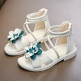 thumbnail image 4 of Gubotare Toddler Girls Sandals Girls Rubber Sole Open Toe Sandals Bow 痢ow Heels Wide Shoes With Strap Summer Casual Princess Dress Dance Slip On Loafers Sizes 1.5 (White,Big Kids 1.5), 4 of 5