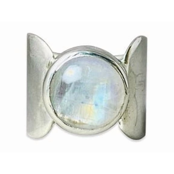 Heaven Crafts Rainbow Moonstone Silver Band Ring 925 Sterling Silver Handmade Gift For Her